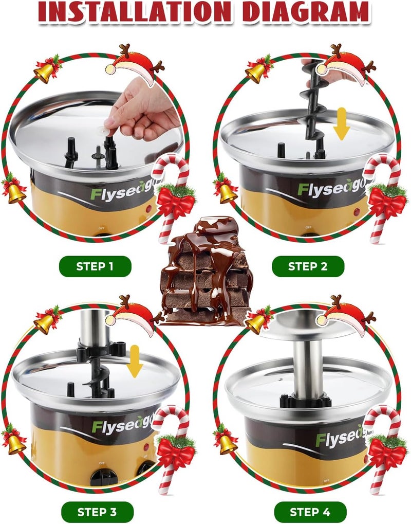 Flyseago Chocolate Fountain Machine 4 Tiers Cheese Fountain Perfect for Nacho Cheese, Chocolate Sauce, Wedding, Party - Image 4